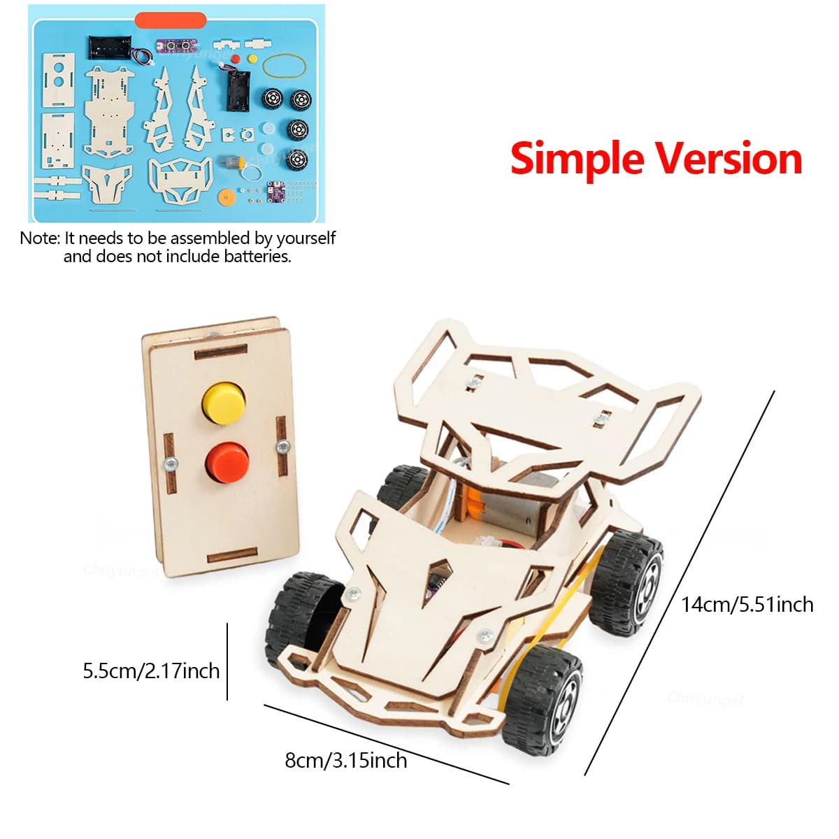Kits de voiture télécommandés en bois, bricolage, STEM 4WD, projet scientifique éducatif, jouets de 