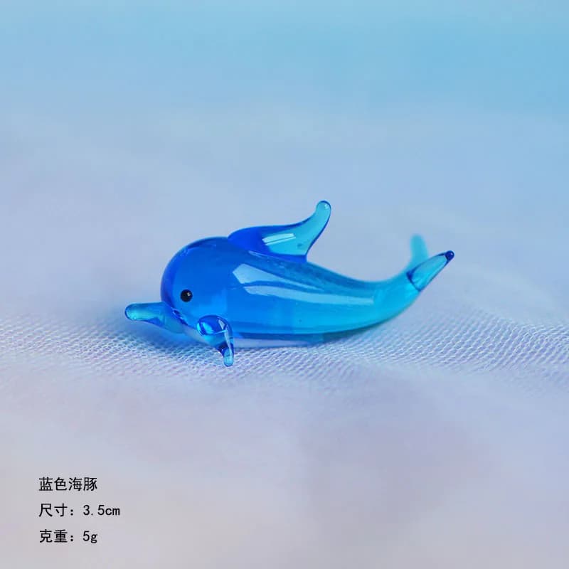 Figurine miniature de petit dauphin créative et mignonne, ornement animal en verre transparent, acce