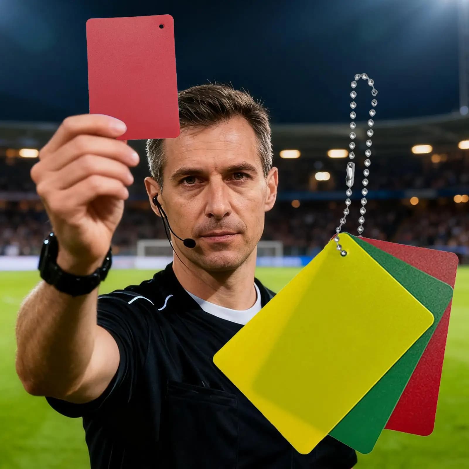 Cartes de pénalisation de football 3 couleurs (rouge, jaune, vert) – Accessoires d'arbitre durables 