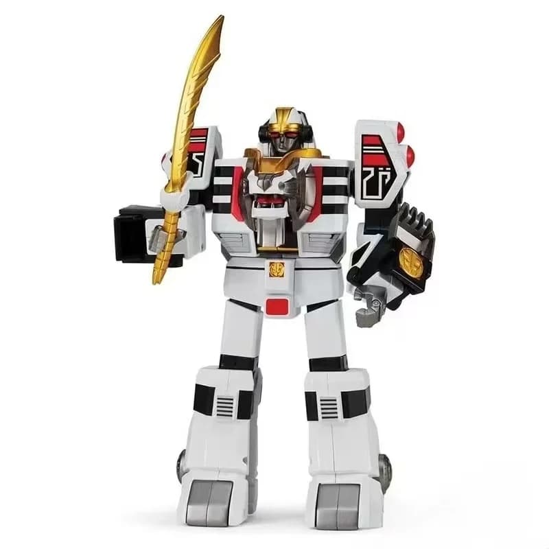 Figurine d'action Mecha Tigre Blanc, modèle de robot articulé avec accessoire épée dorée, jouet déco
