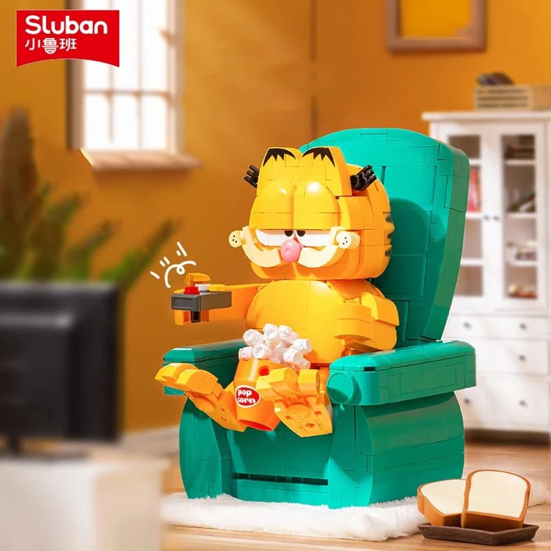 Blocs de construction Garfield Cat Sofa, modèle de personnage Garfield assis, briques éducatives, jo