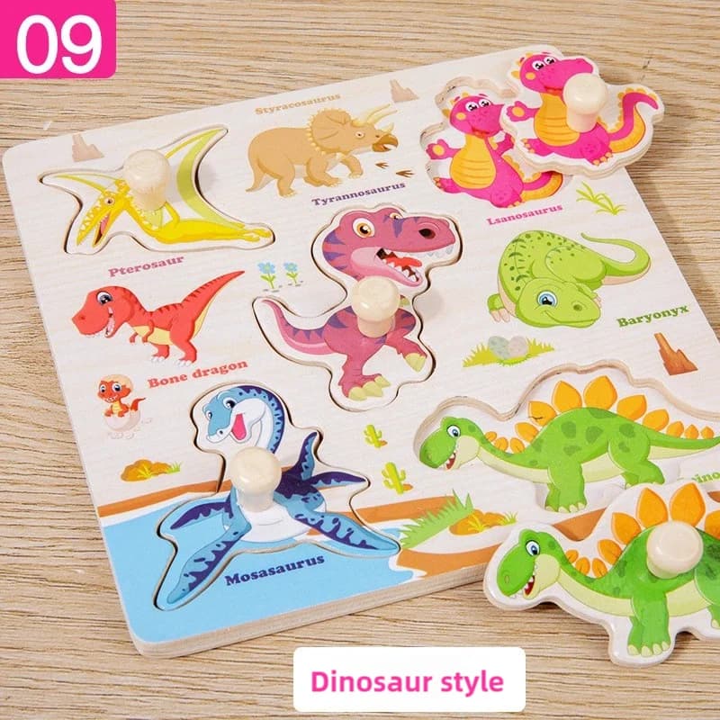 Puzzle en bois Montessori pour enfants, jouets à main, Cognition de la vie, jeux de poisson, jouet é