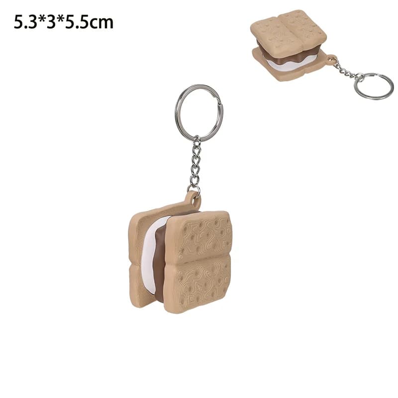 Porte-clés Fidget Clicker en forme de Biscuit Smores au Gingembre Mignon, Imprimé en 3D, Anti-stress