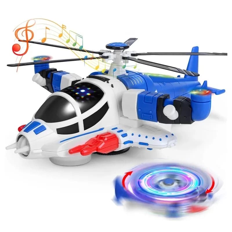 Jouet hélicoptère lumineux pour les tout-petits, 360 °   Jouet d'avion rotatif avec musique et évite