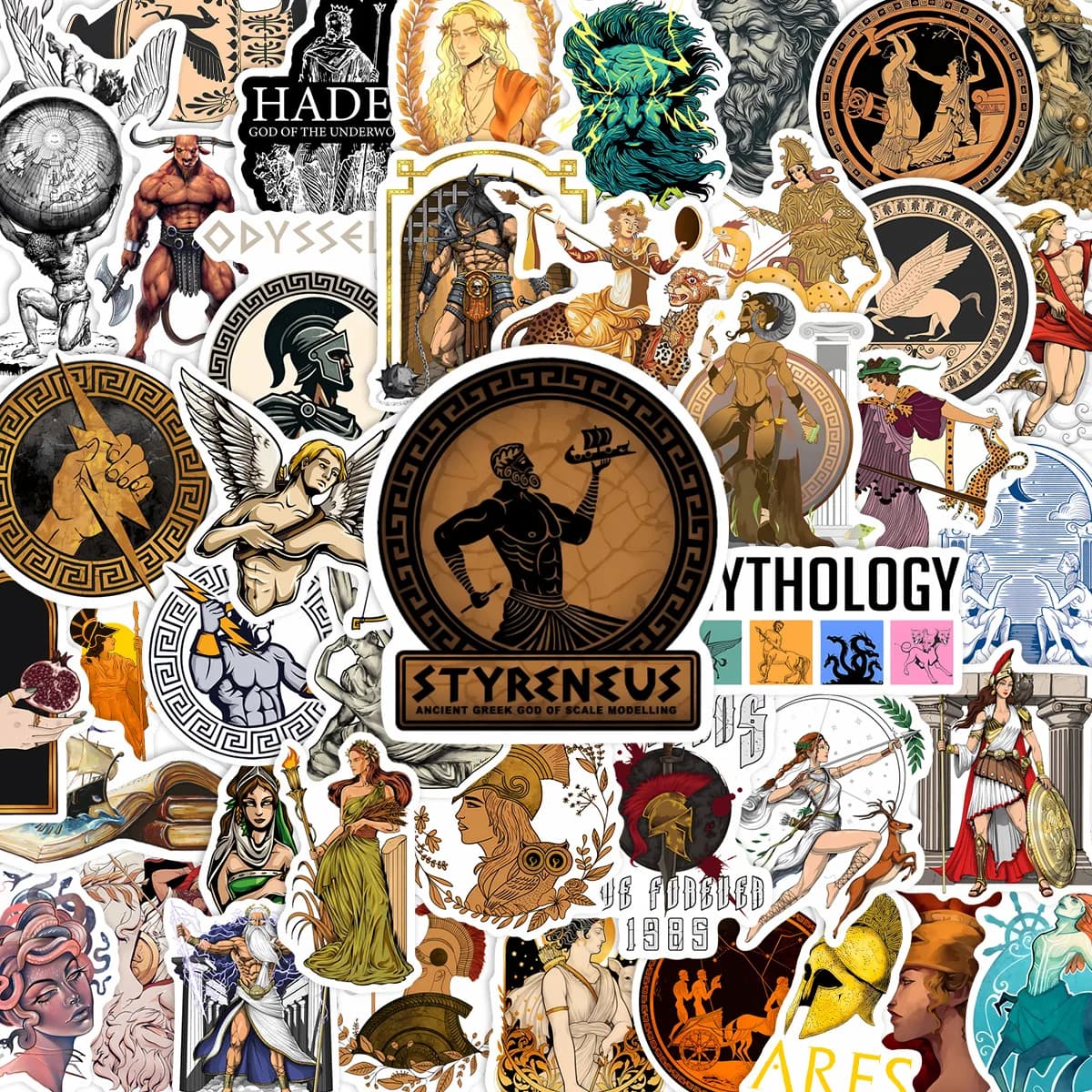 Autocollants de mythologie grecque, 50 pièces, autocollants d'art rétro, autocollants décoratifs cla