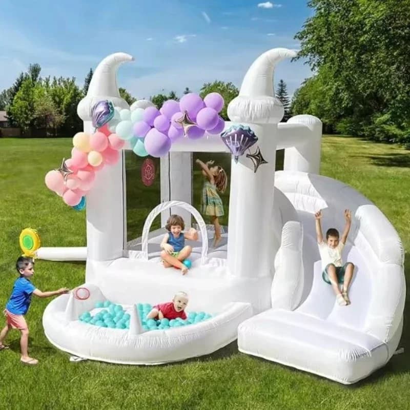 Maison gonflable de rebond avec piscine à balles et toboggan, jeu de fête d'anniversaire pour enfant