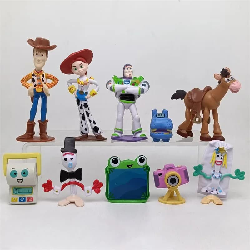 Lot de 10 figurines de dessins animés Toy Story 5 : Jessie, Woody, Buzz Lightyear, Forky, Lilypad, S