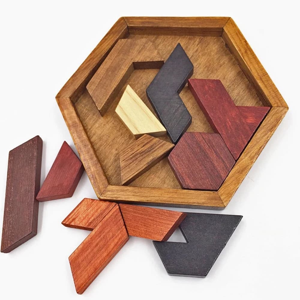 Jeu de Puzzle Hexagonal de Forme Géométrique pour Enfant et Adulte, Tangram, IQ, Casse-Tête, Jouets