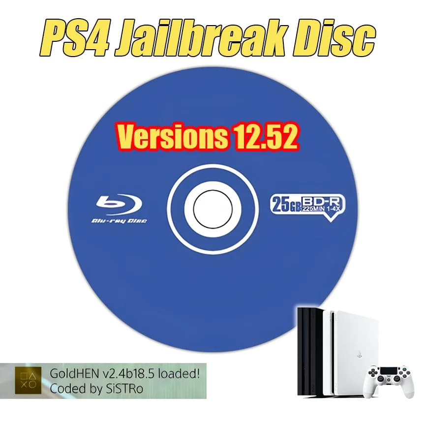 Jailbreak Gold Disc 12.52 pour PS4, compatible avec le dernier firmware, bootable, sauvegarde de jeu