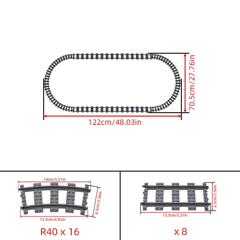 Briques de ville Train pièces de Construction flexibles chemin de fer R56 R72 R88 R104 pistes courbe