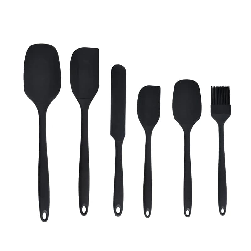 Ensemble d'ustensiles de cuisine en silicone 6 pièces, spatule à crème, spatule, pinceau à huile, en