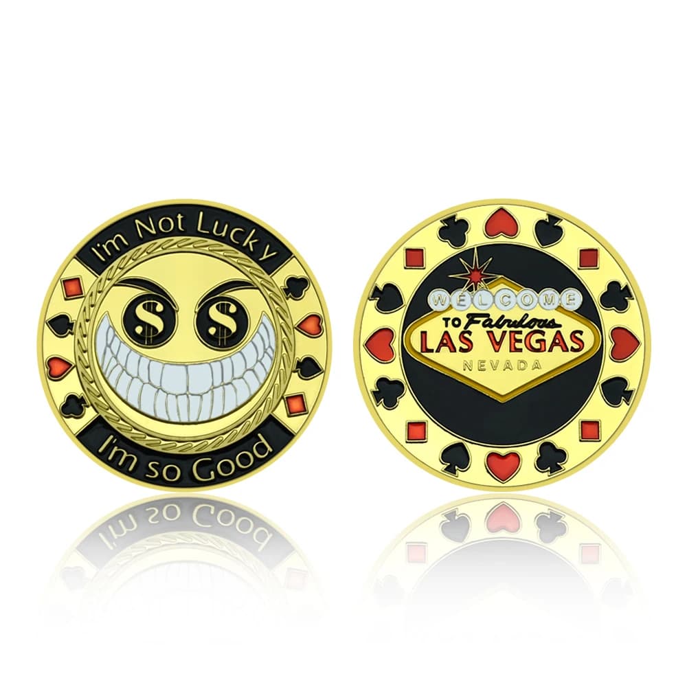 Pièces porte-bonheur Texas Hold'em, jetons de jeu, pièces plaquées or, cadeau de vacances, Collectio