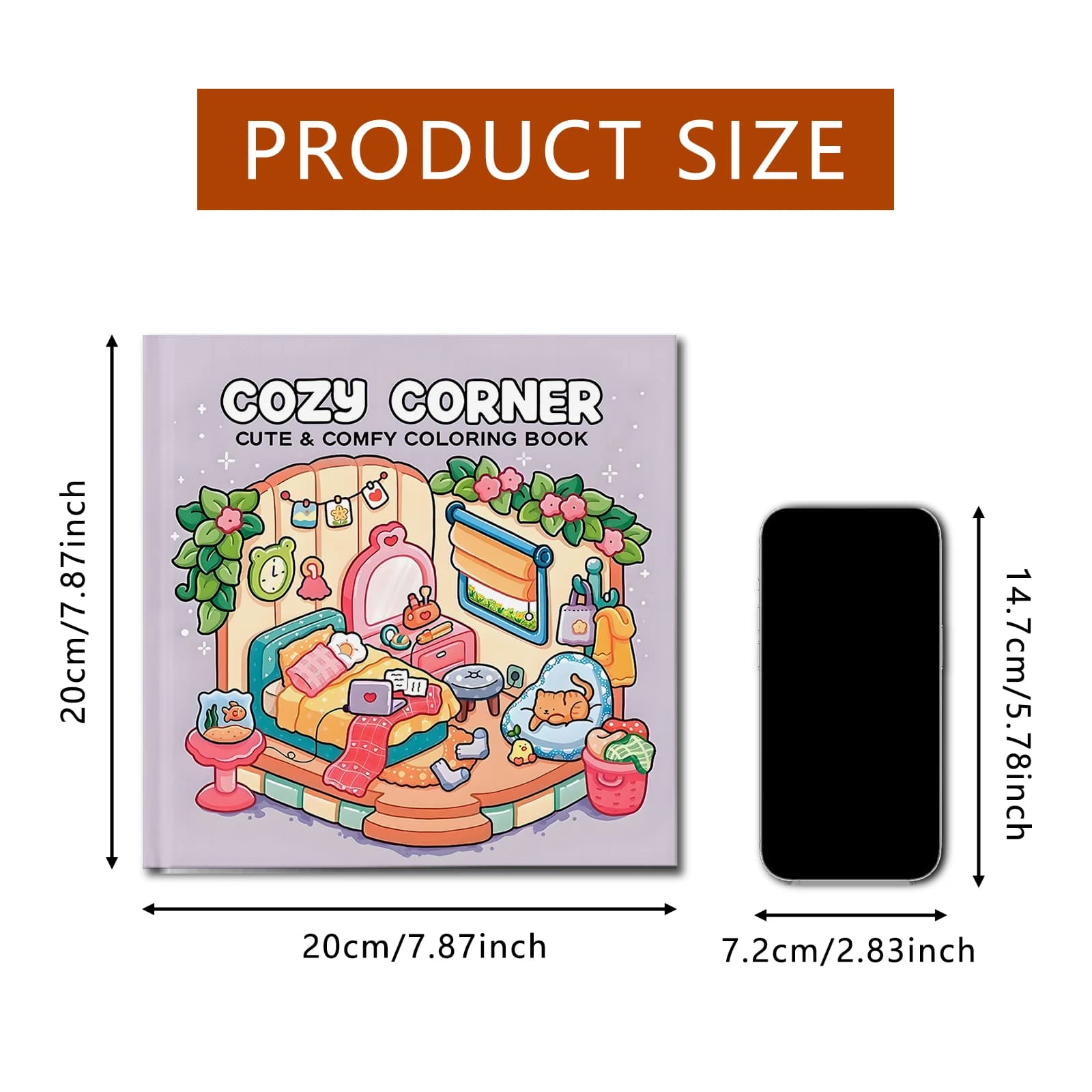 Livre de coloriage COZY CORNER CUTE & COMFY pour adultes et adolescents, avec des dessins éducatifs 