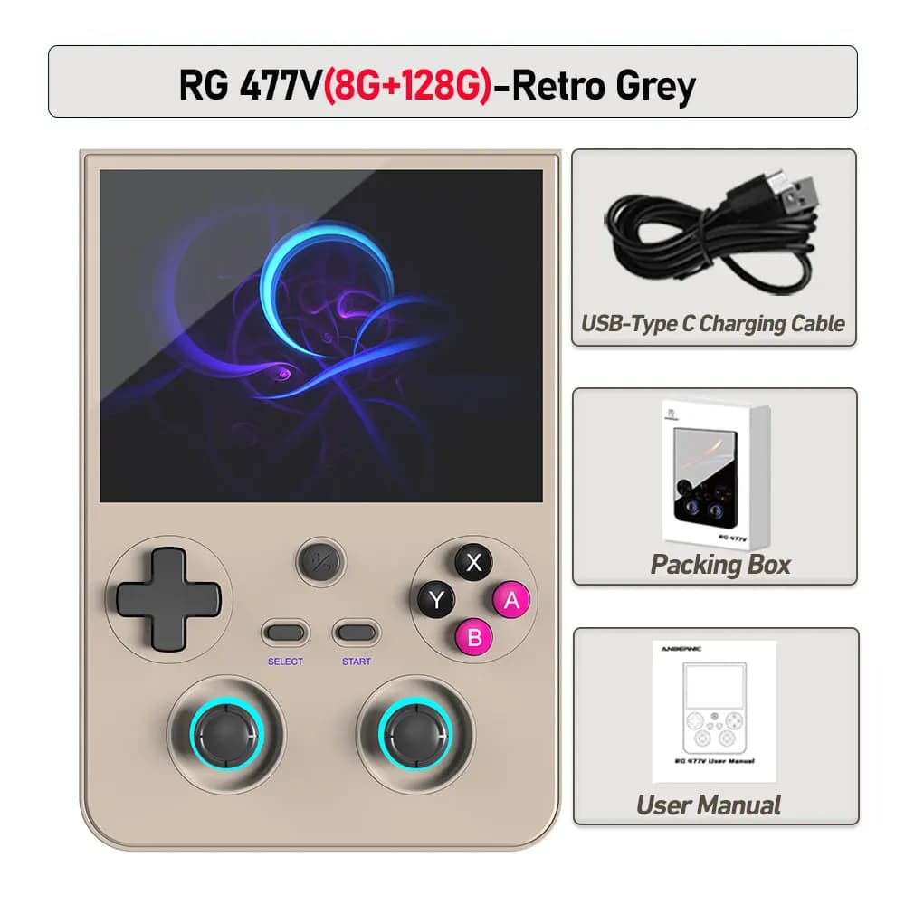 Console de jeu rétro Anbernic RG 477V, Android 14, Dimensity 8300, écran LTPS In-Cell de 4,7 pouces,