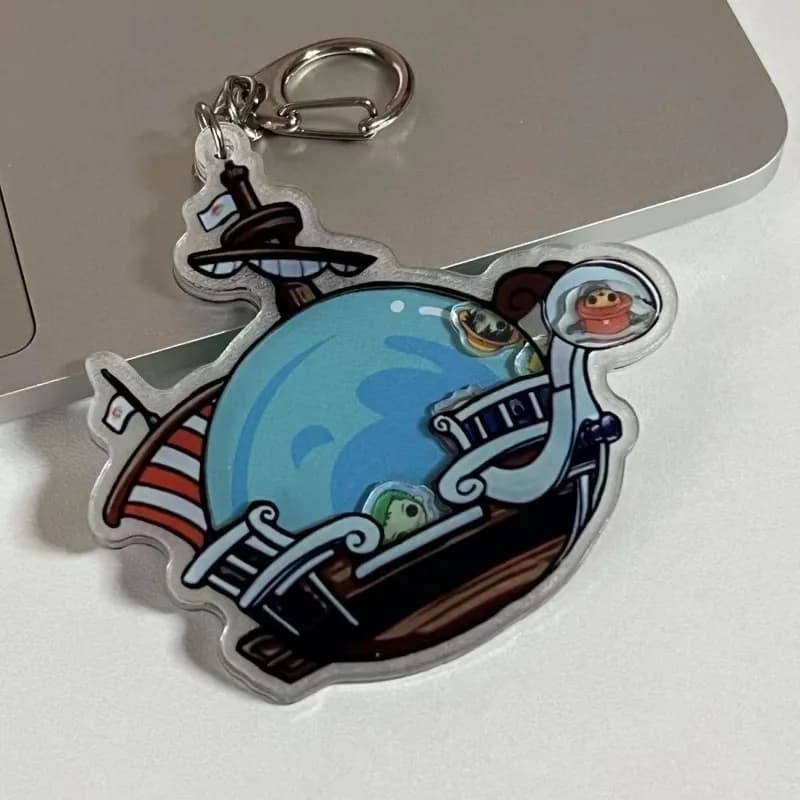 One Piece Monkey·D·Luffy Dessin animé créatif Mignon Shake Musique Porte-clés Personnalisé 2D Anime 
