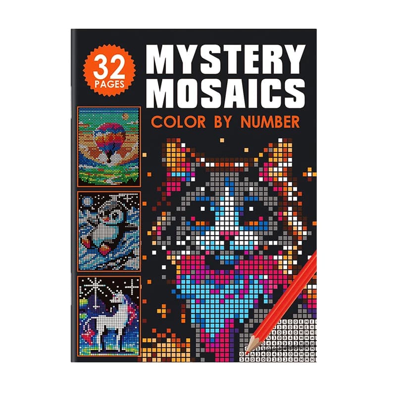 Livre de coloriage par numéros Mysterious Mosaic - 32 pages de coloriage pixel art pour adultes, ani