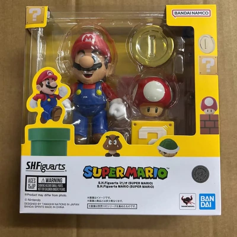 En stock Bandai S.H.Figuarts Original Anime Super Mario Mario Figurine d'action Modèle Jouets Collec