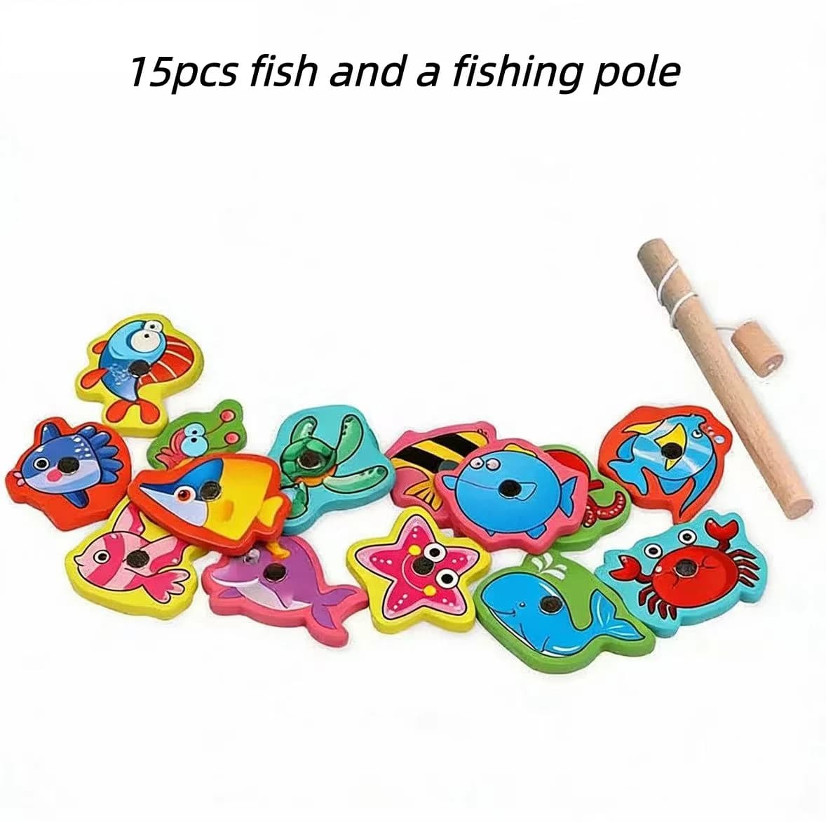Jeu de pêche magnétique en bois Montessori, Puzzle magnétique pour attraper des poissons, jouets édu