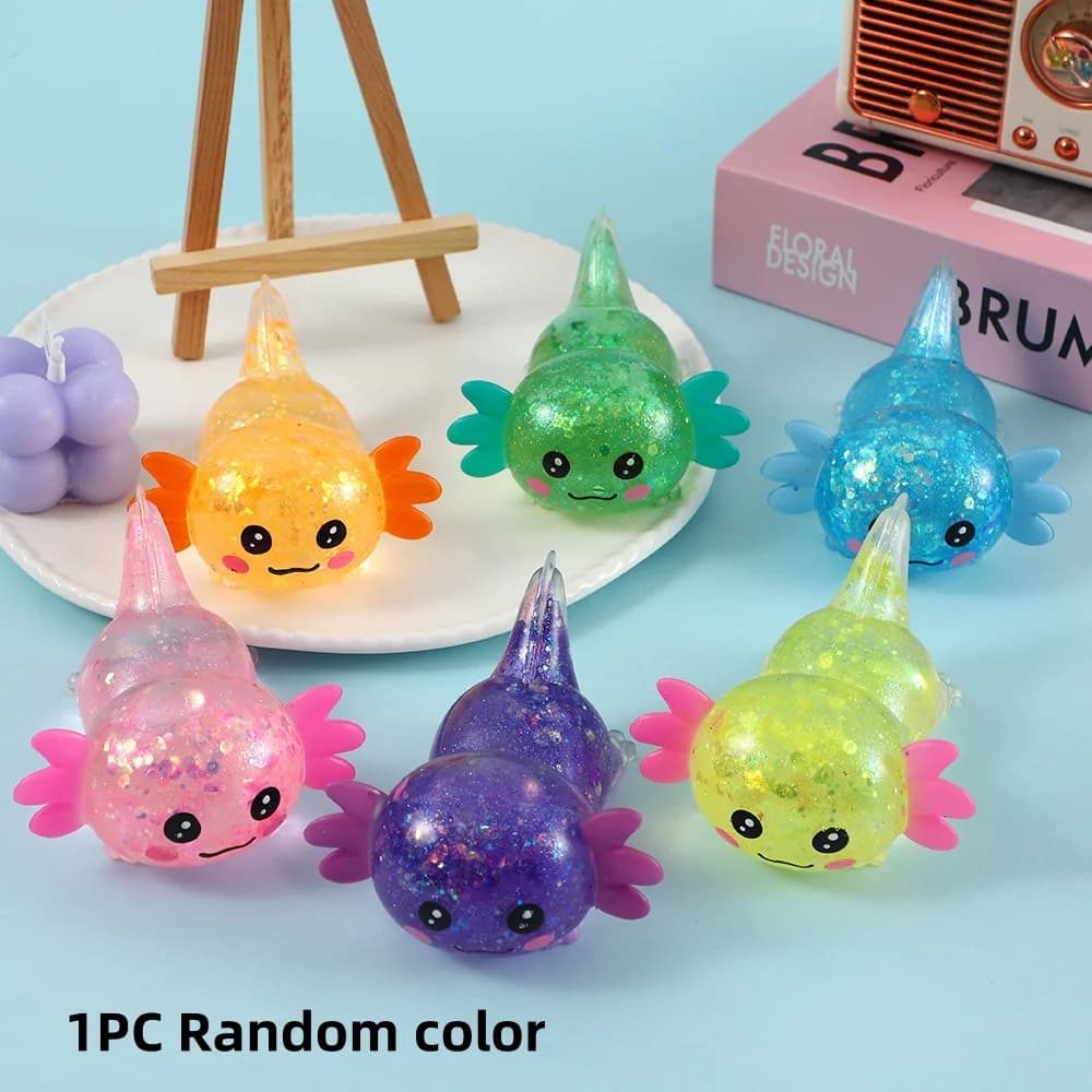Jouet Squishy Axolotl Mignon à Remontée Lente, Jouet Sensoriel Doux à Presser pour Enfants et Adulte