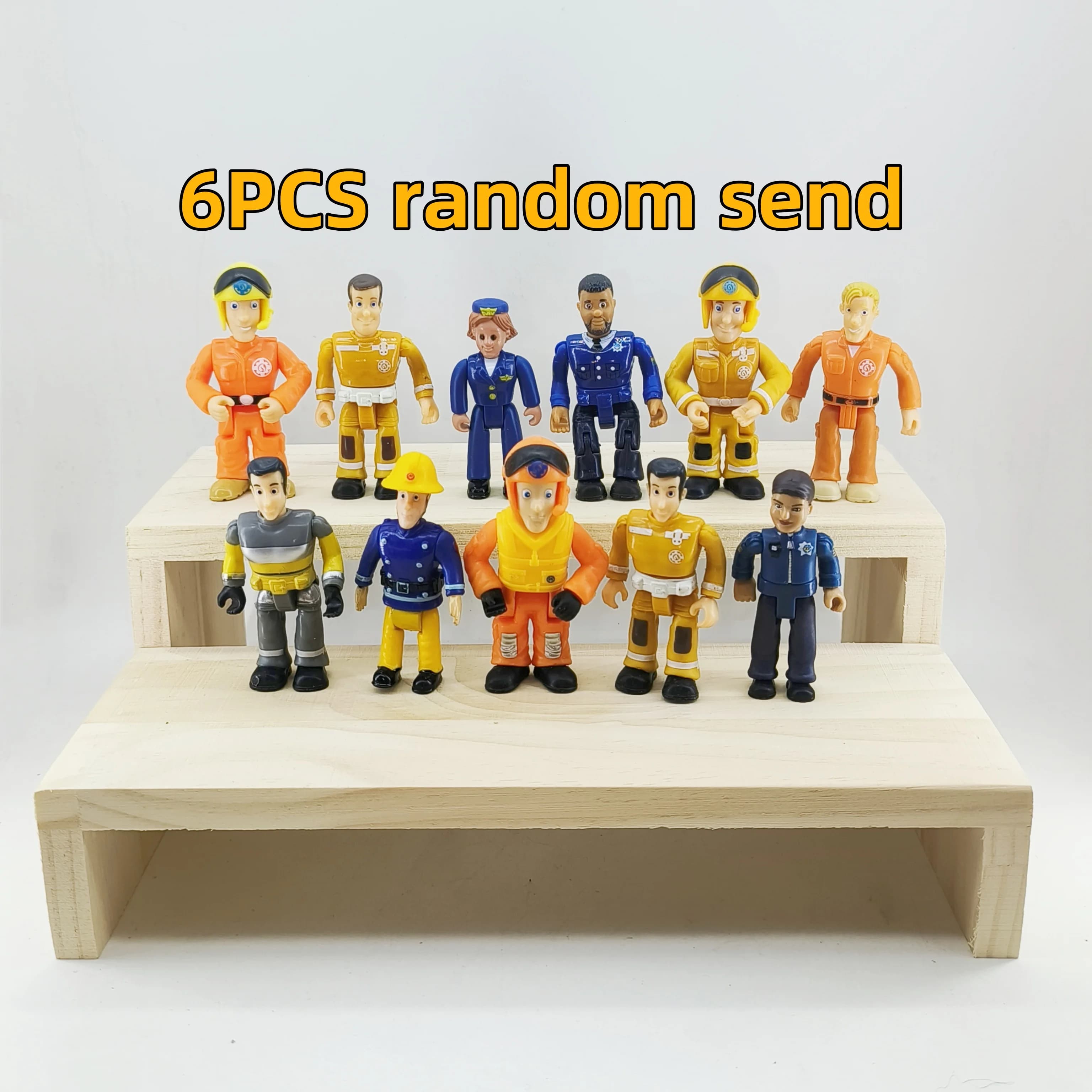 6/8 pièces un ensemble pompier Sam figurine Anime Joint mobile jouet dessin animé feu femme Figuras 