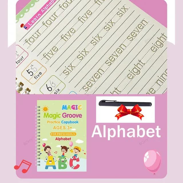 Cahier d'écriture cursive pour enfants, nettoyage rainuré de l'écriture manuscrite, pratique magique