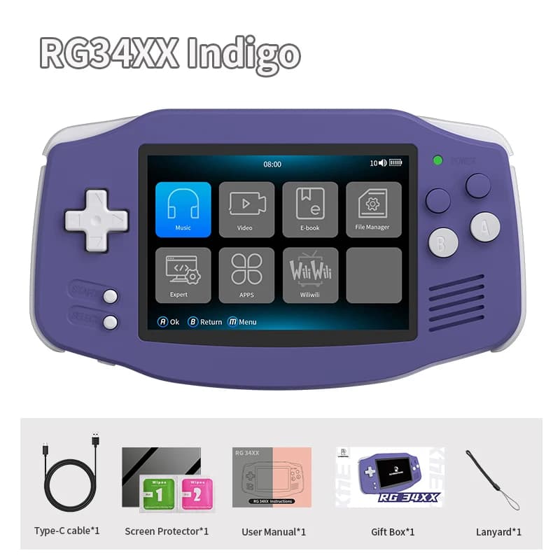 Console de jeu portable Anbernic RG 34XX, écran IPS 3,4 pouces 720*480, Linux 64 bits, 3500 mAh, Blu