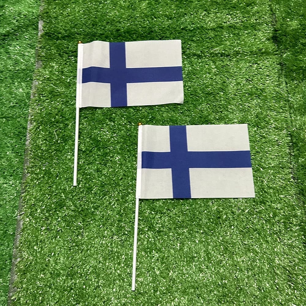 SKY FLAG – drapeau finlandais à agiter à la main, 10/20/50 pièces, 21x14cm, avec poteau en plastique