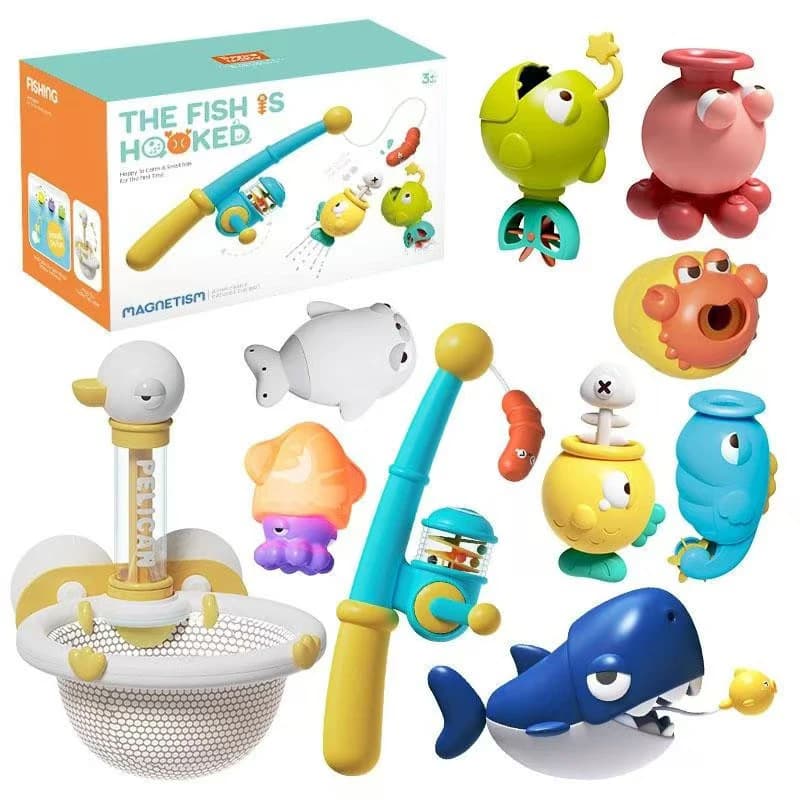 Jouet de pêche magnétique pour enfants, jeu aquatique flottant avec ventouse, jouet de bain pour béb