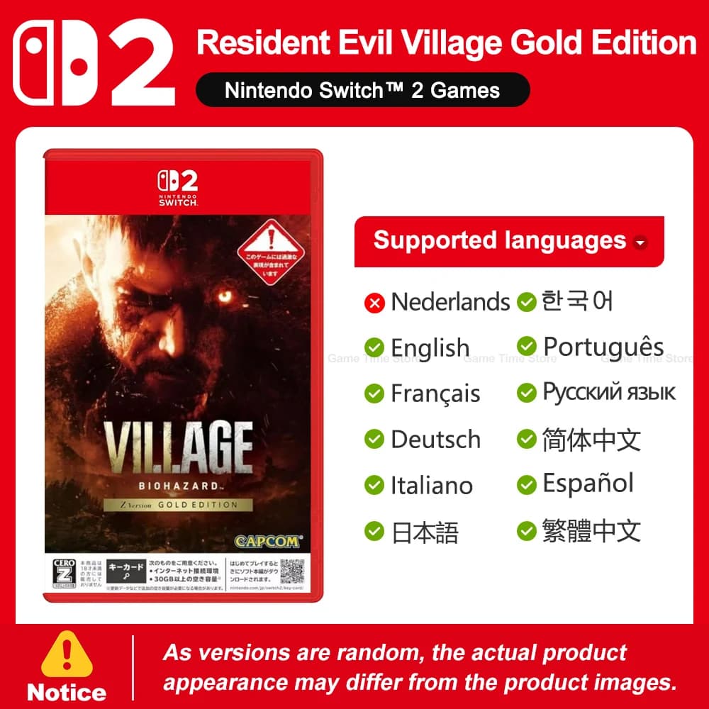 Nintendo Switch 2 Resident Evil Village Gold Edition Jeux Offres 100% Nouveau Jeu physique Nintendo 