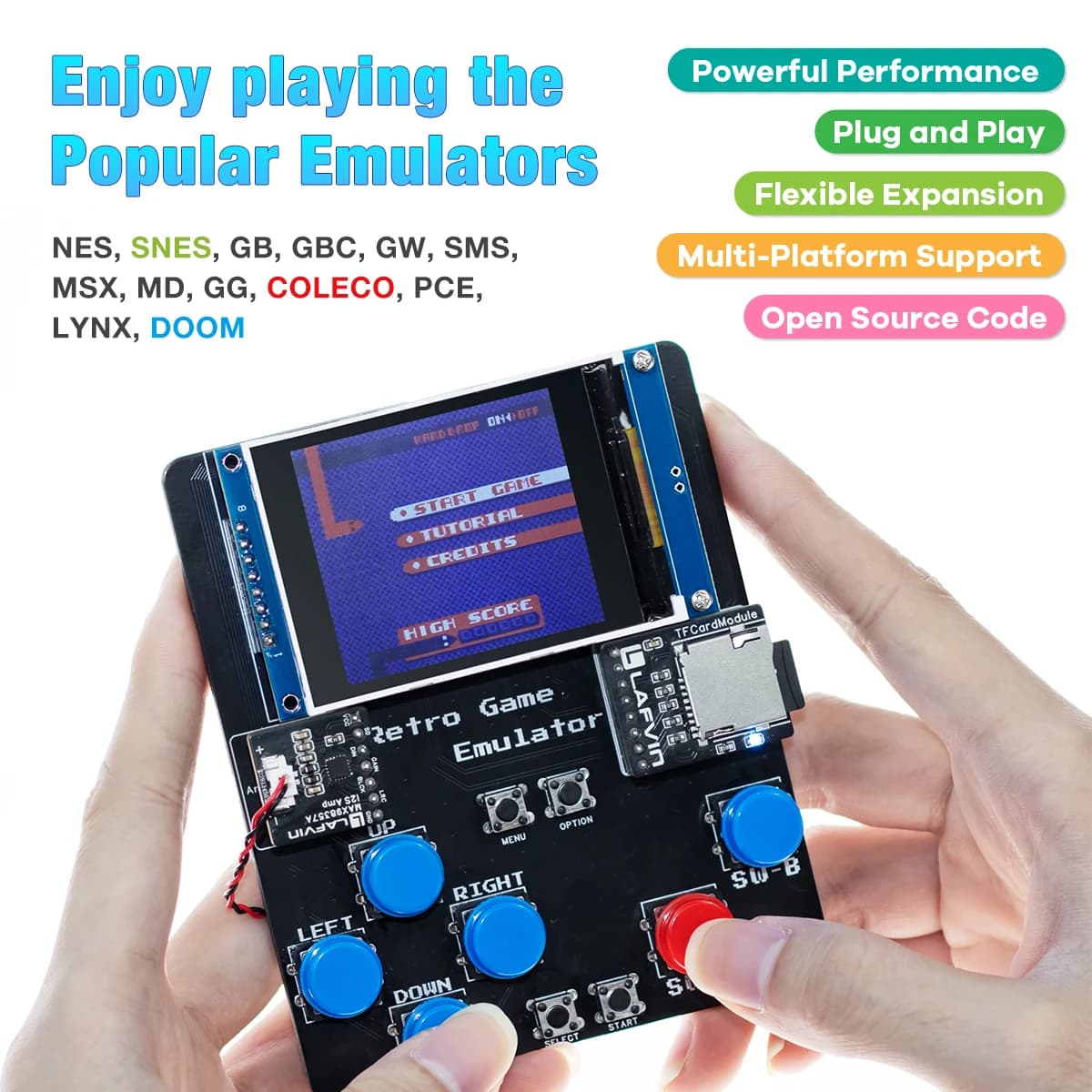 Kit de démarrage de console de jeu DIY LAFVIN ESP32, kit de construction de machine de jeu portable 