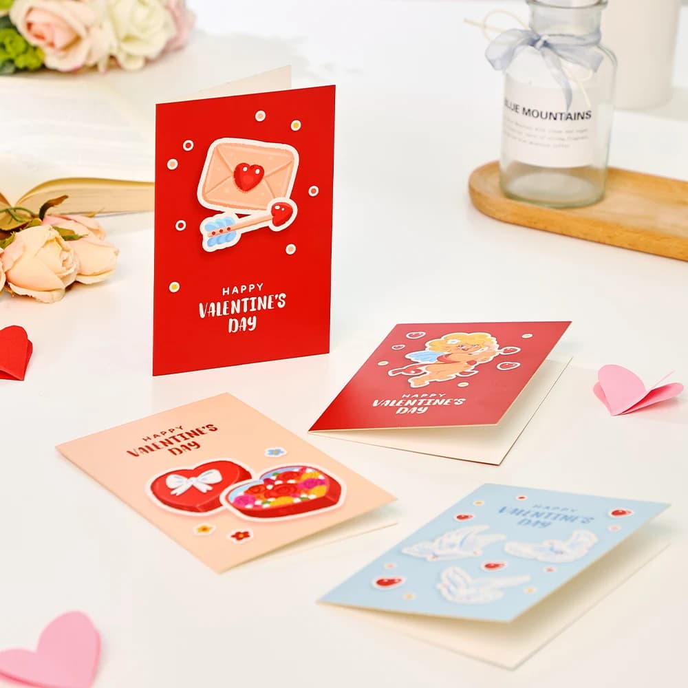 Carte de vœux de saint-valentin, ballon de chat romantique, carte de vœux 3D Pop-Up, carte postale, 