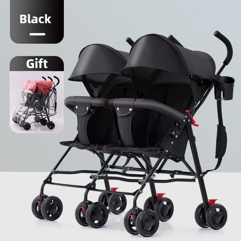Poussette double pour bébé, légère, Double, pliable, ceinture de sécurité à cinq points, sûre et Sta