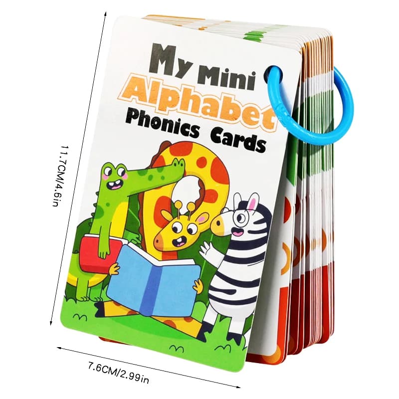 156 mots anglais de A à Z, 27 cartes flash de l'alphabet, cartes d'apprentissage de la prononciation