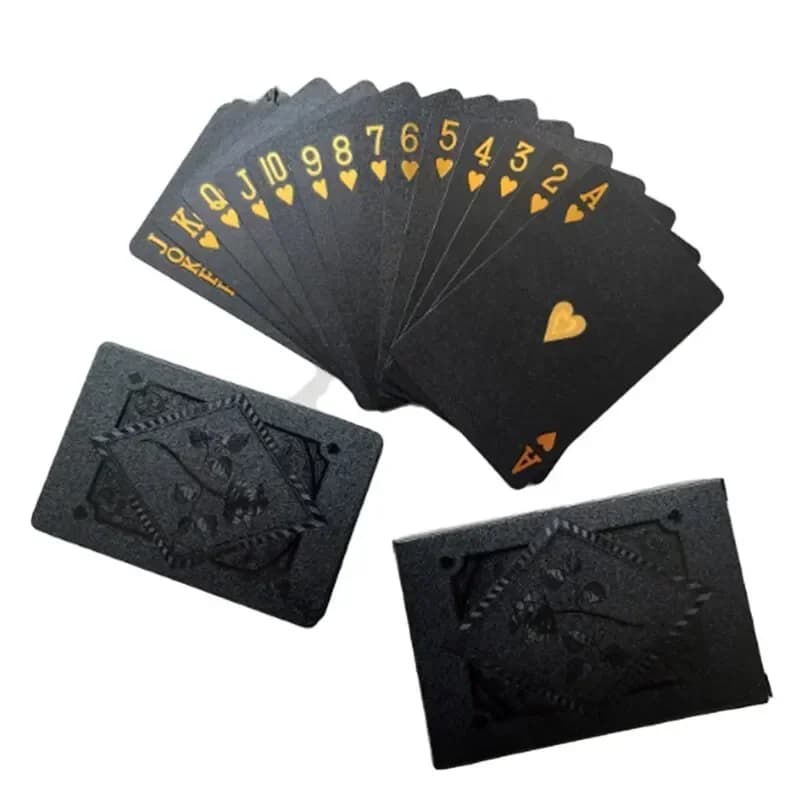 Jeu de cartes à jouer magiques imperméables en or noir |   Collection de jeux de société en cadeau