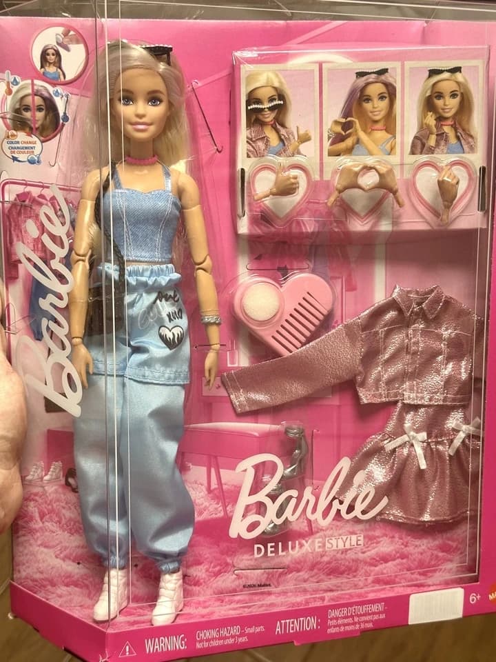 Poupée Barbie à cheveux qui changent de couleur, corps articulé de luxe pour coiffure, avec peigne à