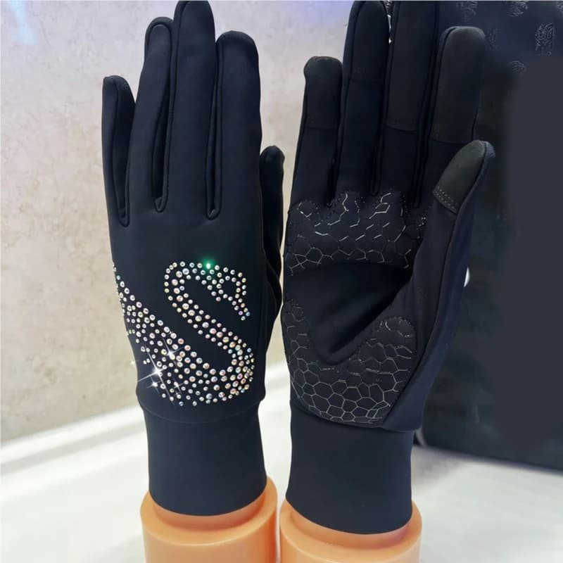 Gants de patinage artistique noirs, paumes en velours fin, antidérapants et antichocs, gants de pati