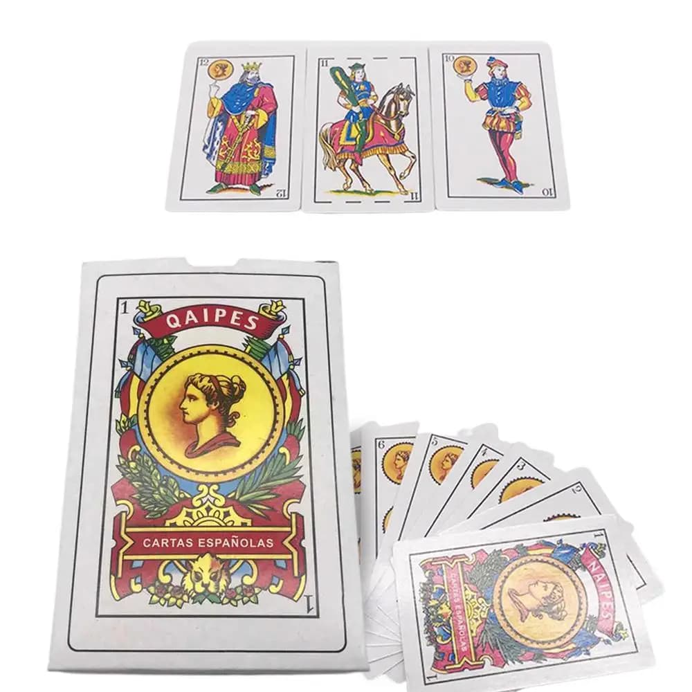 Cartes de poker espagnoles imperméables, cartes de jeu en papier, cartes imprimées claires, cartes d