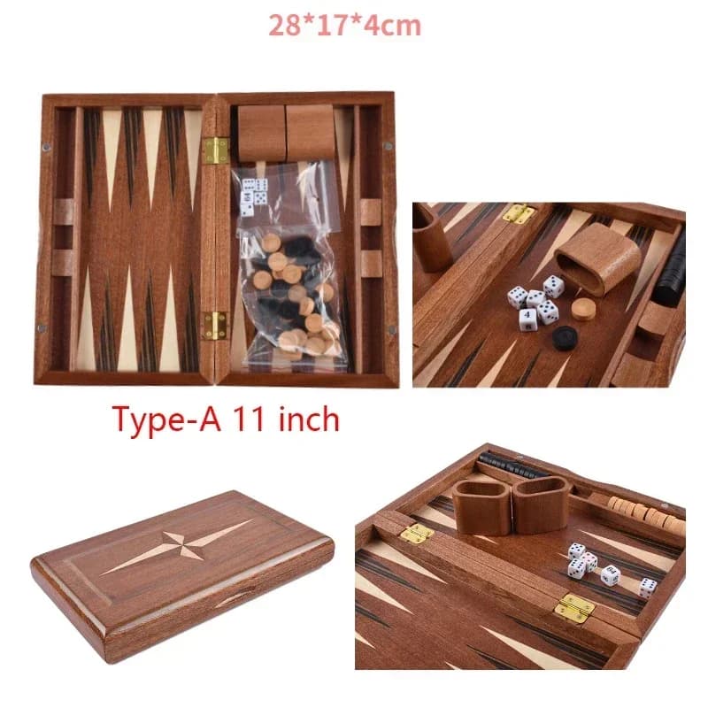 Jeu d'échecs de luxe en bois de 11 à 17 pouces, grand jeu de Backgammon pliable, fait à la main, jeu