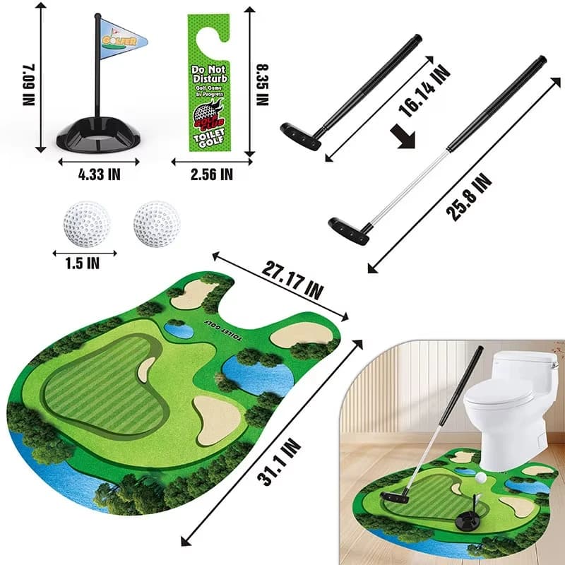 Jeu de golf de toilette : Mini-parcours de putting d'intérieur pour salle de bain – Jouet amusant po