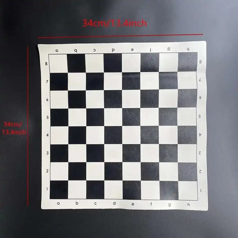 Échiquier d'échecs noir et blanc 34/50cm, accessoires de jeu portables et enroulables en PU souple, 