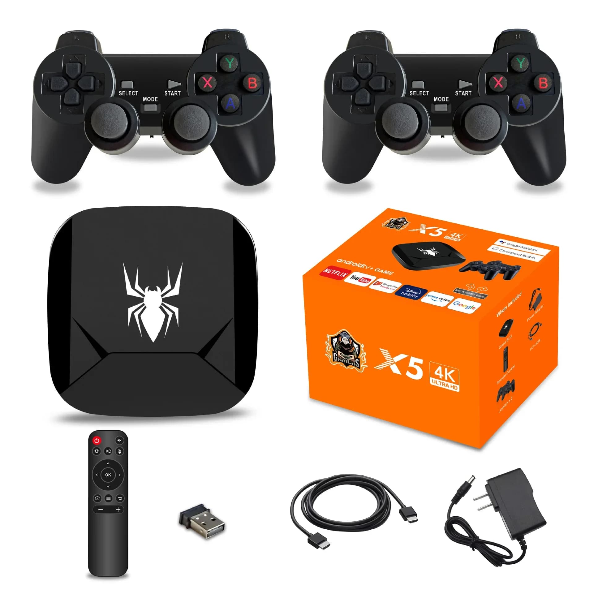 X5 Game Stick 4K 64G 10000 + jeux rétro Console de jeu vidéo double système Arcade HD Compatible HD 