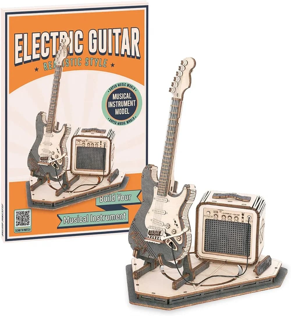 Kit de guitare à construire soi-même ROKR, puzzle 3D pour enfants, kits d'artisanat en bois pour con