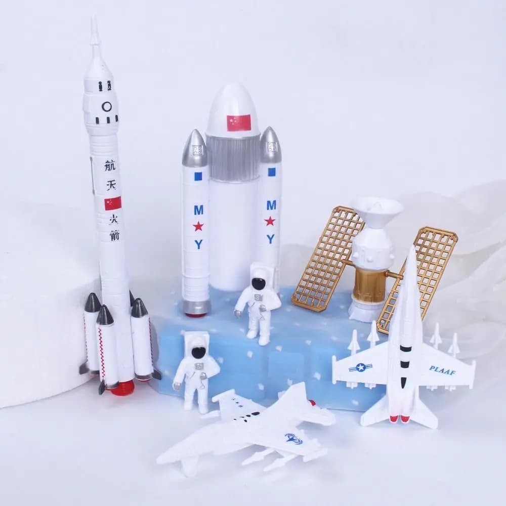 Ensemble de 7 fusées spatiales en plastique, modèle de simulation de satellite cosmique, ensemble de