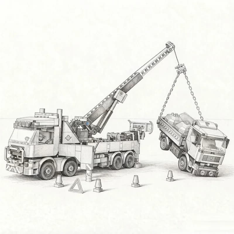 Ensemble de briques de construction MOC Camion grue lourd 1280 pièces Nouveauté 2026, Modèle d'expos
