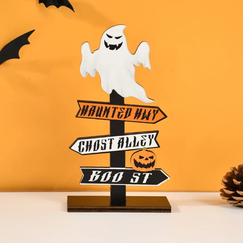 Ornement en bois d'Halloween, fantôme, citrouille, crâne, décoration de bureau d'horreur pour enfant