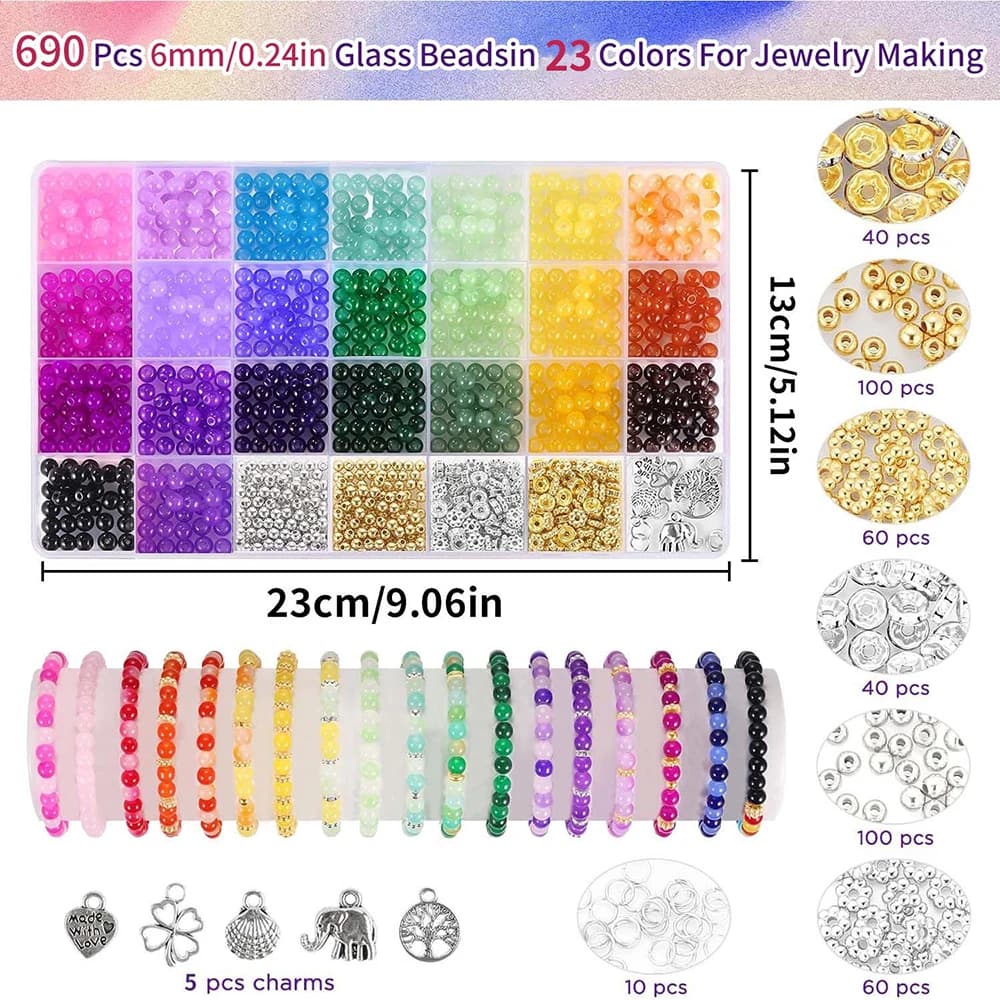 1105 pièces 23 couleurs assorties perles de verre perles artisanales mixtes fournitures de fabricati