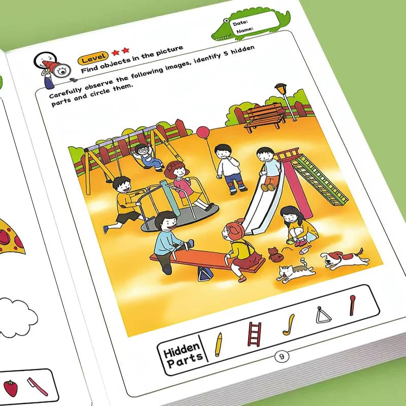 Livre de recherche de images cachées avancé pour enfants, cahier de puzzle d'entraînement à la conce
