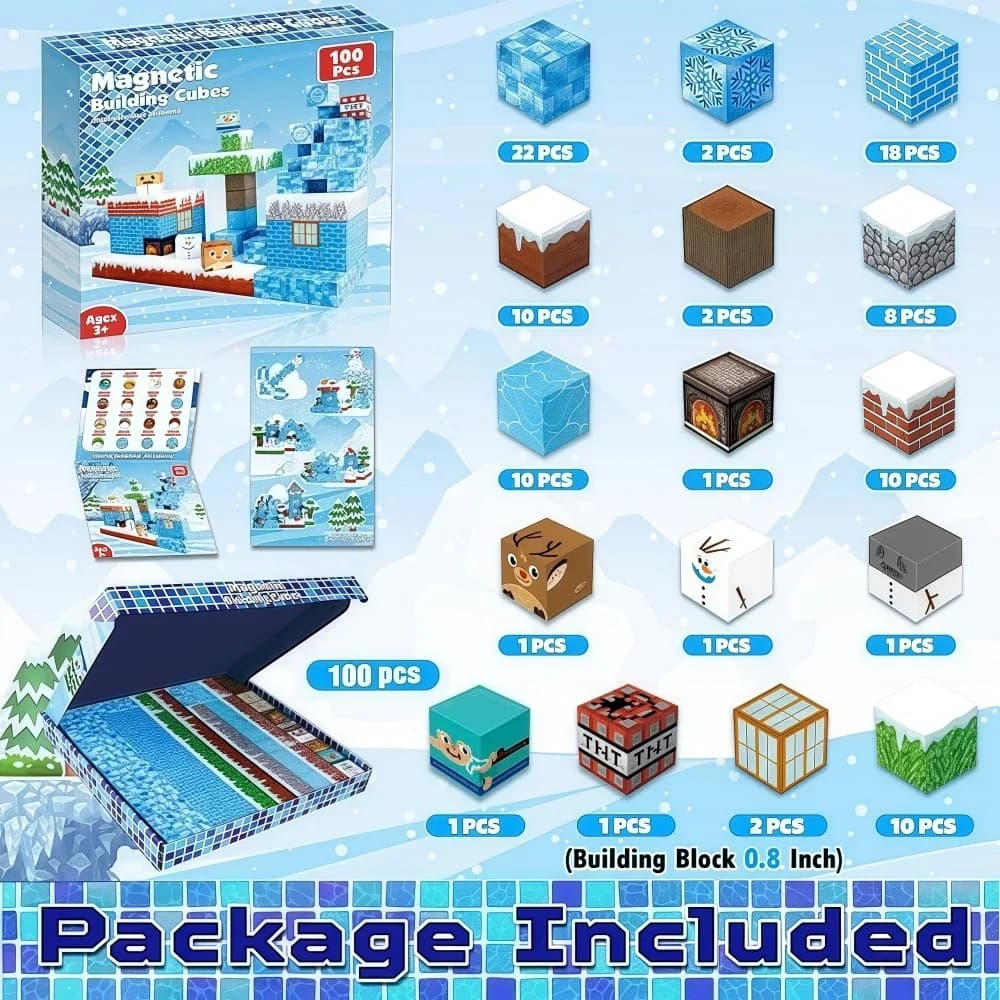 Puzzle glace et neige monde ensemble blocs de construction magnétiques Cubes aimant jouets bricolage