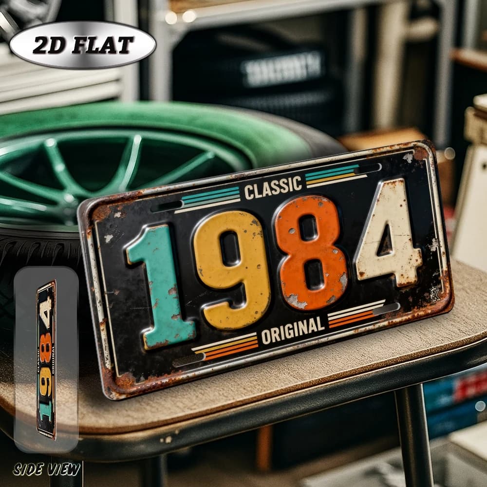 2D Flat - 【2D Flat】 2D Flat - [2D Flat], 2D Plane, 1 pièce, Panneau décoratif vintage en métal alumi