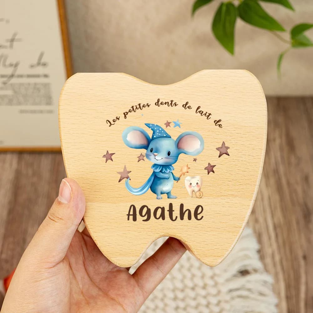 Boîte à dents de bébé personnalisée avec nom, boîtes en forme de dent, cadeaux de baptême, cadeau de